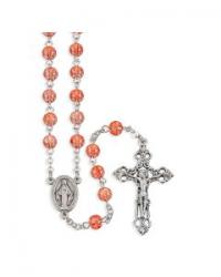  CORAL CAT\'S EYE GLASS BEADS ROSARY 